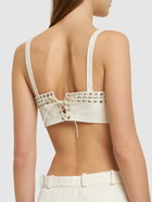 LUDOVIC DE SAINT SERNIN Cotton Canvas Cutout Lace-up Bra Top