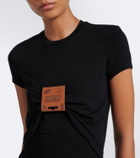 Jean Paul Gaultier Leather-trimmed jersey maxi dress
