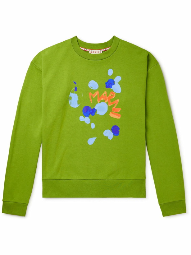 Photo: Marni - Logo-Print Cotton-Jersey Sweatshirt - Green