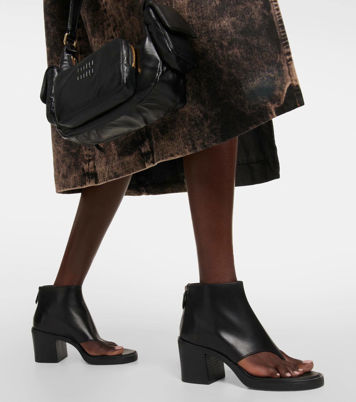 Miu Miu Thong leather ankle sandals