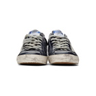 Golden Goose Navy and Grey Patent Superstar Sneakers