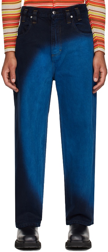 Photo: Eckhaus Latta SSENSE Exclusive Blue Straight-Leg Jeans