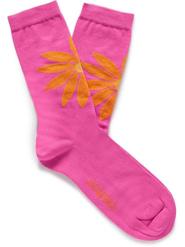 Photo: Jacquemus - Printed Cotton-Blend Socks - Pink