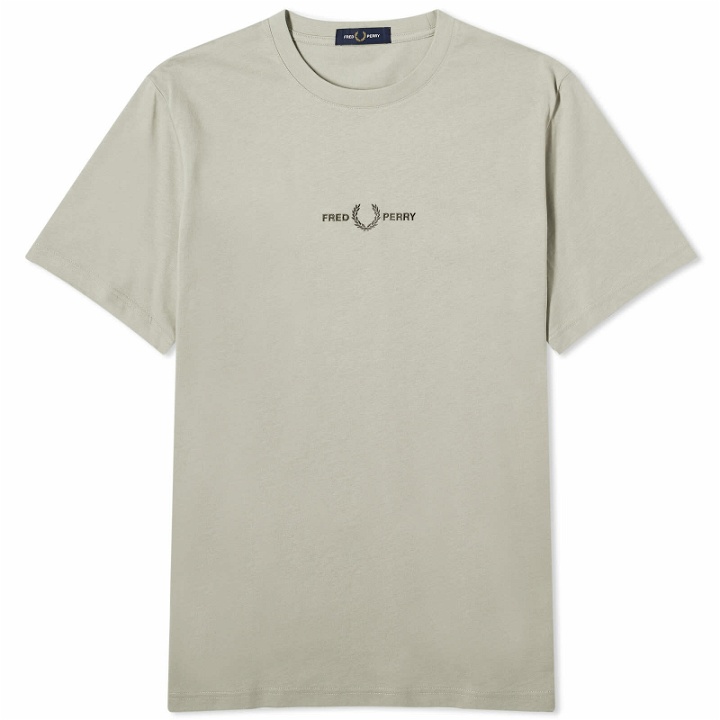 Photo: Fred Perry Men's Embroidered T-Shirt in Warm Grey