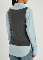 Staud Damian Layered Stretch-cotton Poplin Shirt Grey