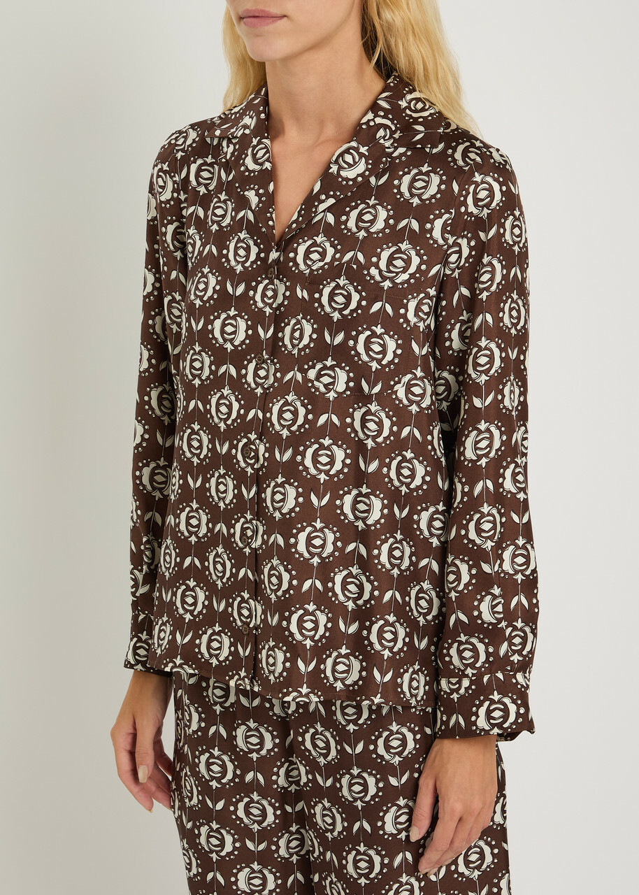 Max Mara Oncia Printed Silk Shirt Brown