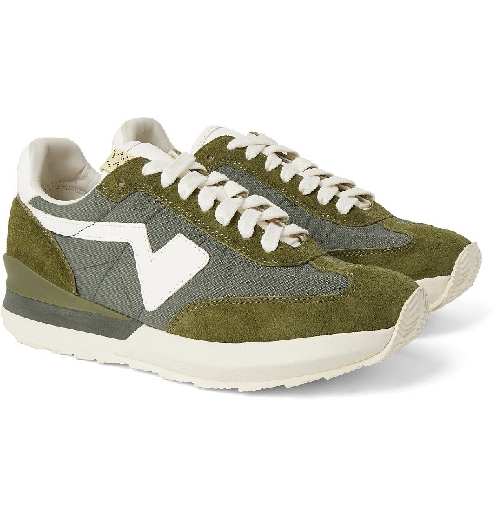Photo: visvim - FKT Runner Suede- and Leather-Trimmed Nylon-Blend Sneakers - Green