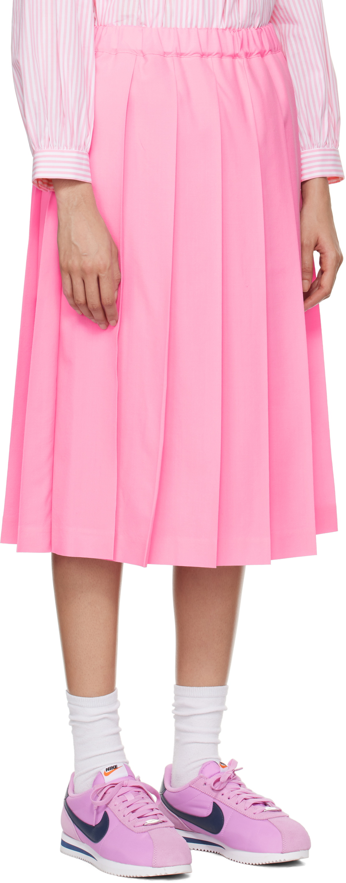 Comme des Garçons Girl Pink Tropical Wool Midi Skirt