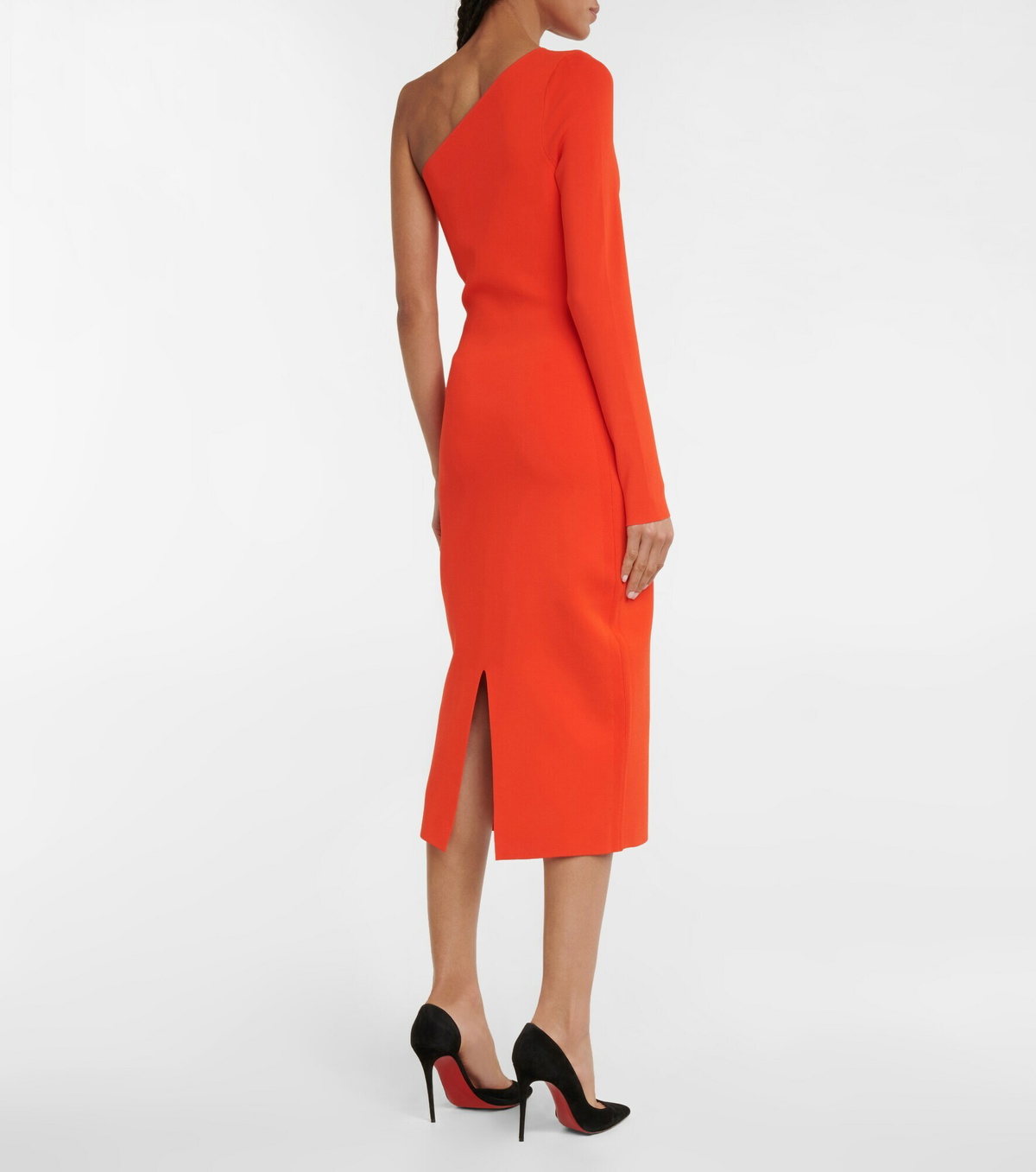 victoria beckham one-shoulder midi dress Victoria Beckham Floral Silk One-Shoulder Draped Midi Dress