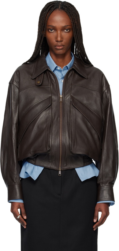 Photo: TONYWACK Brown Lamb Leather Bomber Jacket