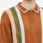 Butter Goods Men's Bowler Long Sleeve Knit Polo Shirt in Brown