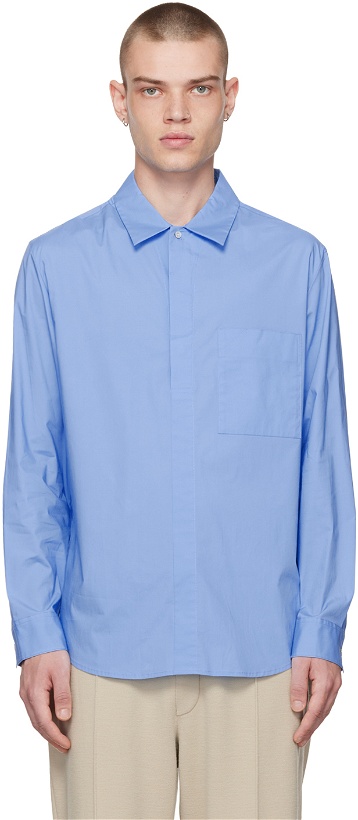 Photo: Solid Homme Blue Half-Button Shirt