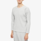 Homme Plissé Issey Miyake Men's Long Sleeve Pleated T-Shirt in Light Grey