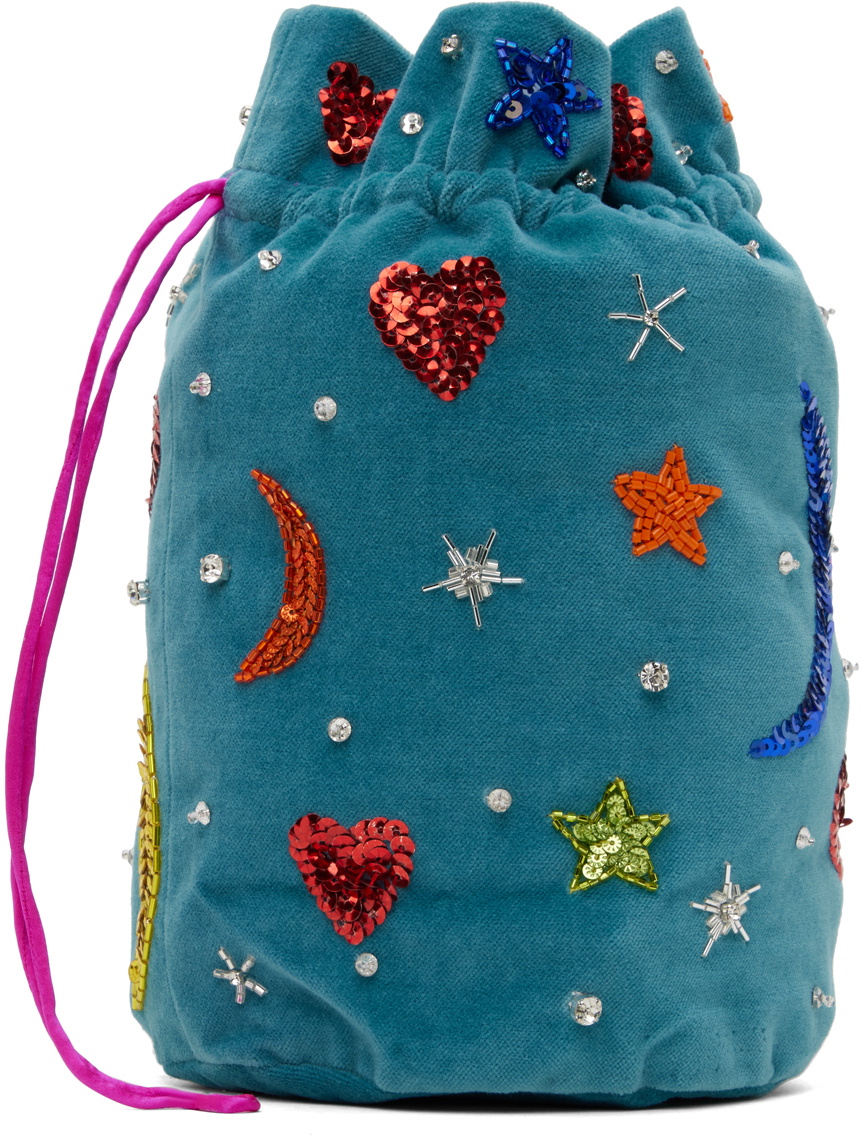 Caro Editions Blue Mini Embellished Pouch