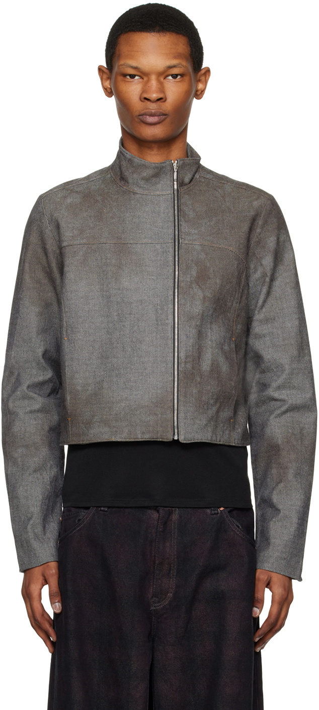 Mainline:RUS/Fr.CA/DE Brown Offset Zip Denim Jacket