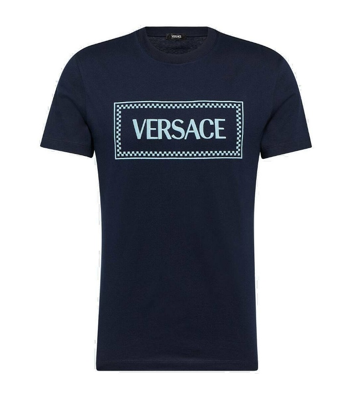 Photo: Versace Logo embroidered cotton jersey T-shirt