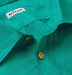 Kiton - Slim-Fit Cotton and Linen-Blend Half-Placket Shirt - Green