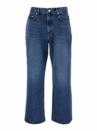 Dunst Blue Five Pocket Jeans With Logo Patch On The Back In Denim Man