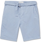 Officine Générale - Julian Slim-Fit Garment-Dyed Cotton and Linen-Blend Shorts - Blue