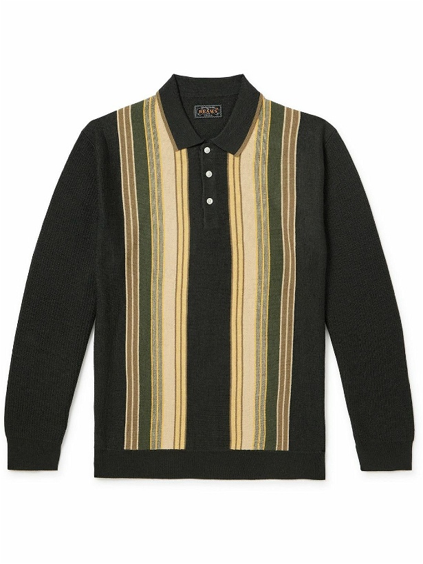 Photo: Beams Plus - Striped Wool Polo Shirt - Green