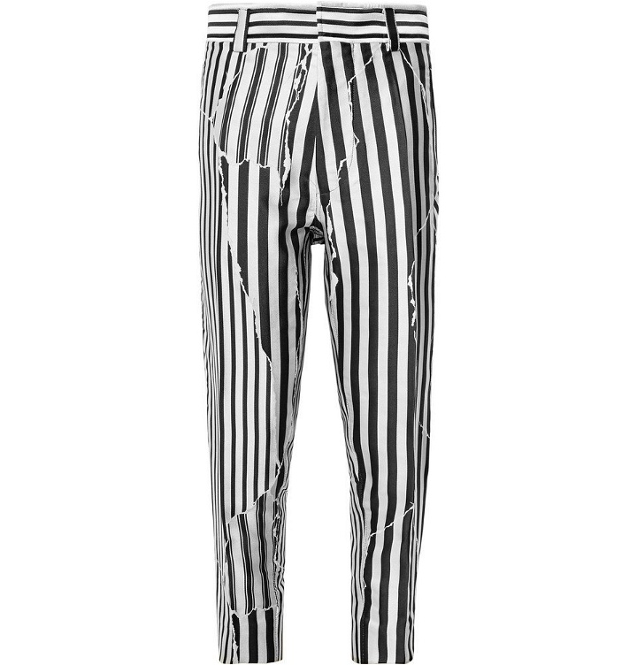 Photo: Haider Ackermann - Slim-Fit Cropped Striped Twill Trousers - Black