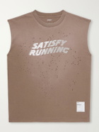 Satisfy - Distressed Logo-Print MothTech™ Organic Cotton-Jersey Tank Top - Brown