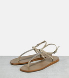 Brunello Cucinelli - Embellished suede thong sandals