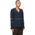 Kiko Kostadinov Navy Norman Armour Long Sleeve Polo