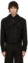 Recto Black Military Short Shirt Jacket