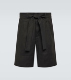 Commas Linen-blend shorts