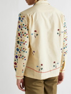 BODE - Trailing Blossom Bead-Embellished Linen and Cotton-Blend Shirt - Neutrals