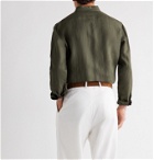 De Petrillo - Grandad-Collar Linen Shirt - Green