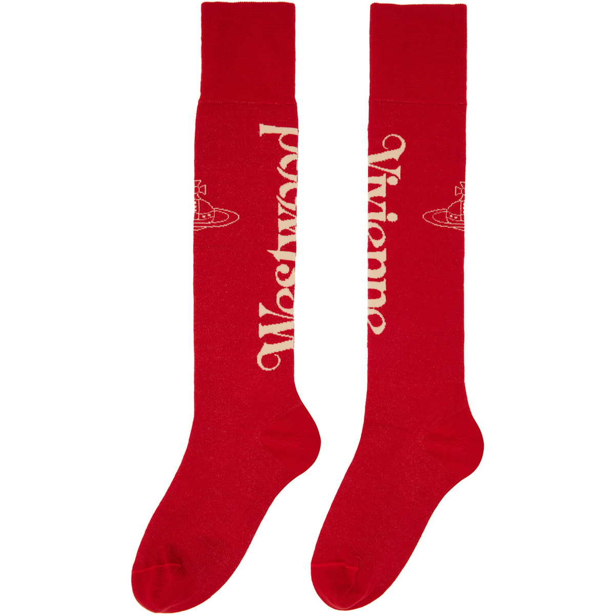 Vivienne Westwood Red Half Logo High Socks