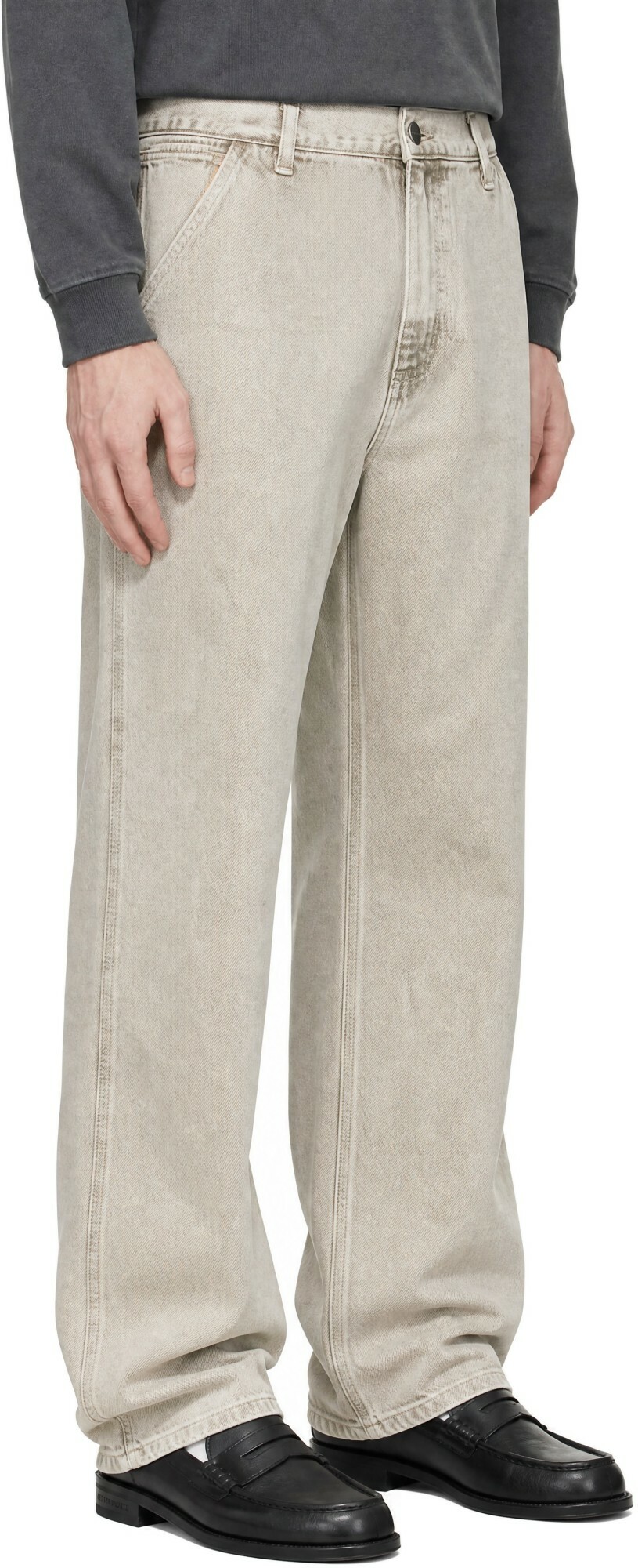 Carhartt Work In Progress Beige Single Knee Denim Trousers