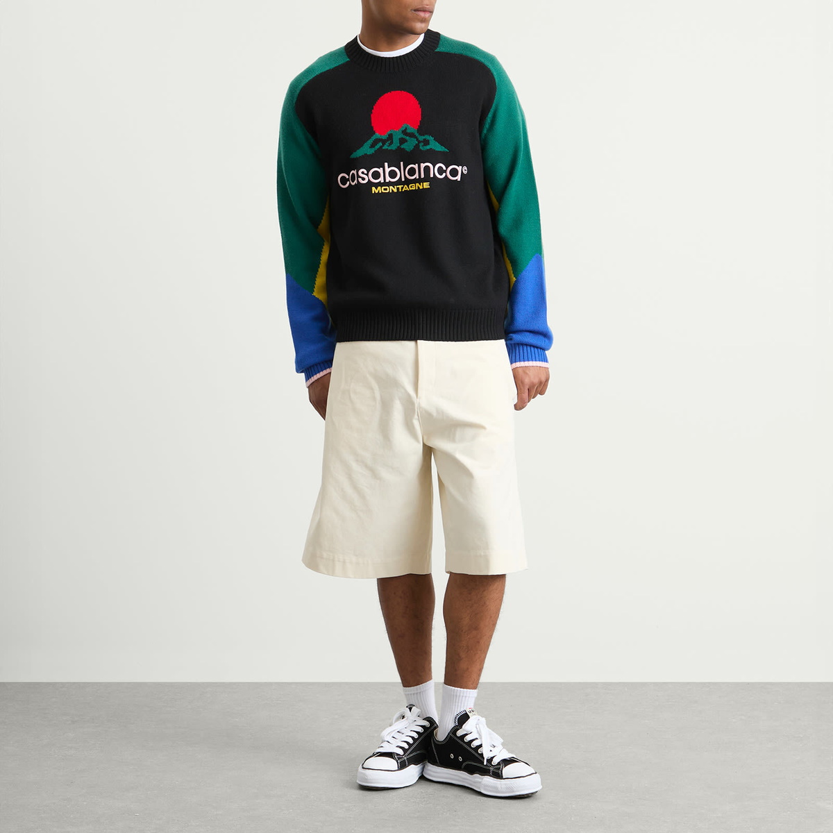 Casablanca Men's Intarsia Crew Monyagne Knit in Black