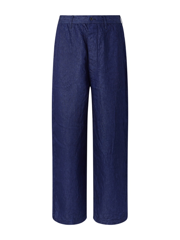 Photo: OrSlow - U.S. Navy Straight-Leg Linen Trousers - Blue