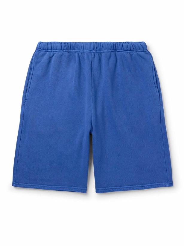 Photo: Les Tien - Rider Pigment-Dyed Straight-Leg Cotton-Jersey Shorts - Blue