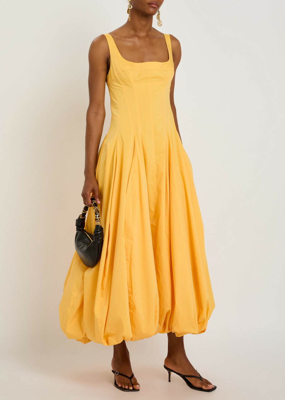 Simkhai Hally Cotton-blend Poplin Midi Dress Yellow