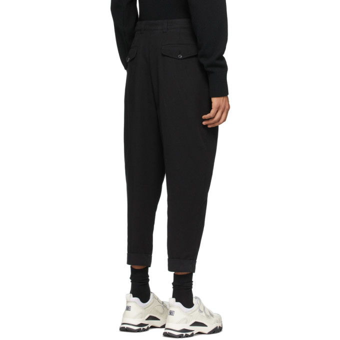 AMI Alexandre Mattiussi Black Oversized Carrot Fit Trousers AMI