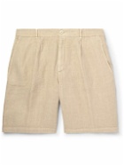 Brunello Cucinelli - Straight-Leg Pleated Linen Bermuda Shorts - Neutrals