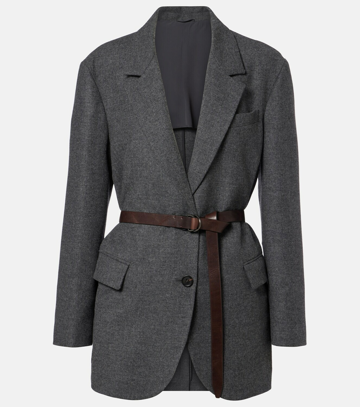 Brunello Cucinelli Belted wool and cashmere blazer