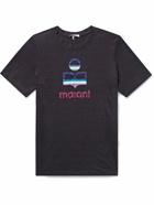 Isabel Marant - Karman Logo-Print Slub Linen T-Shirt - Black