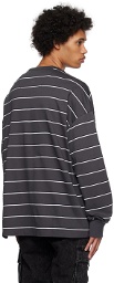 Juun.J Gray Striped Long Sleeve T-Shirt