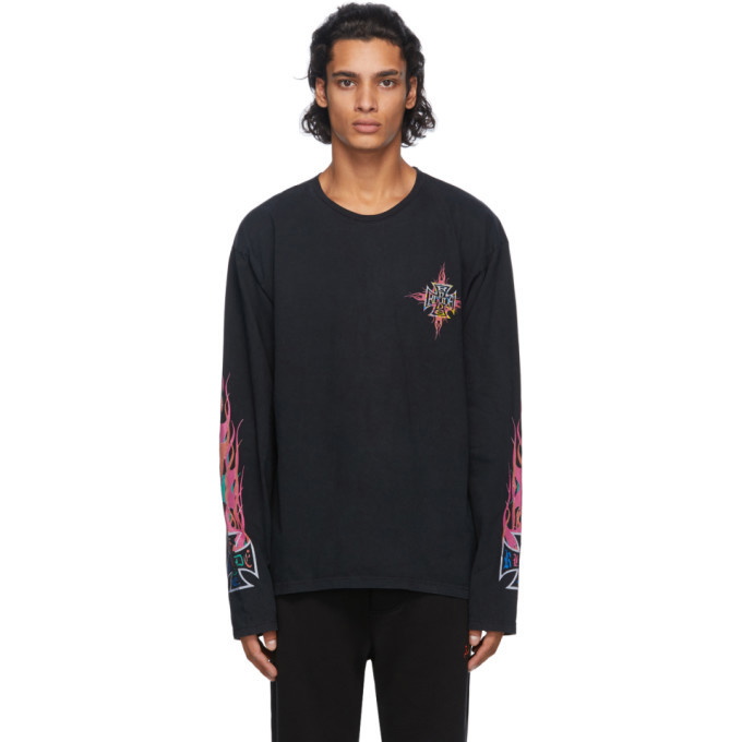 Photo: Rhude Black Neon Flame Long Sleeve T-Shirt