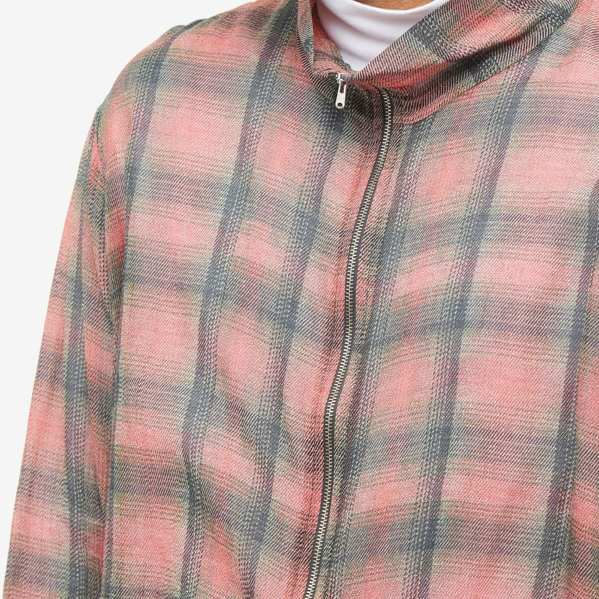 Our Legacy Men's Checked Zip Track Shirt in Big Lumbercheck Print