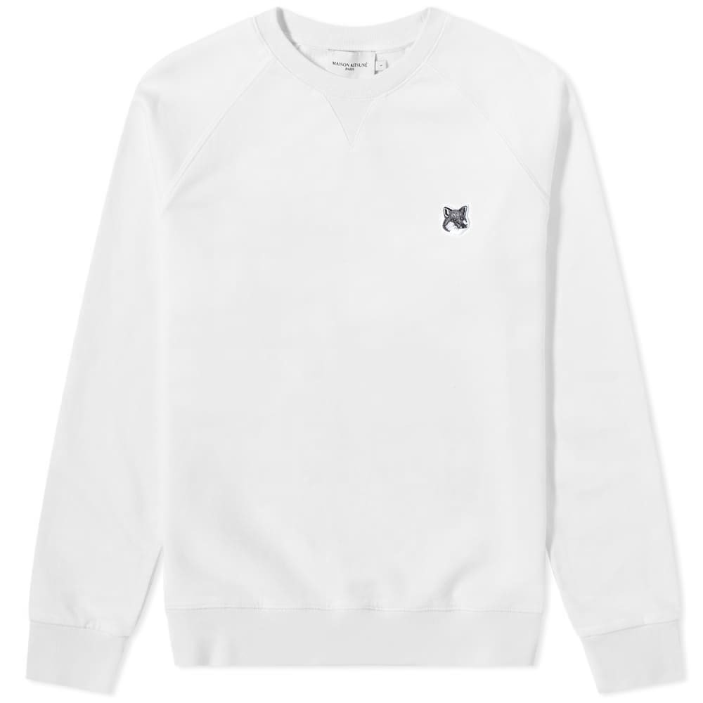 Maison Kitsuné Men's Grey Fox Head Patch Classic Sweatshirt in Ecru