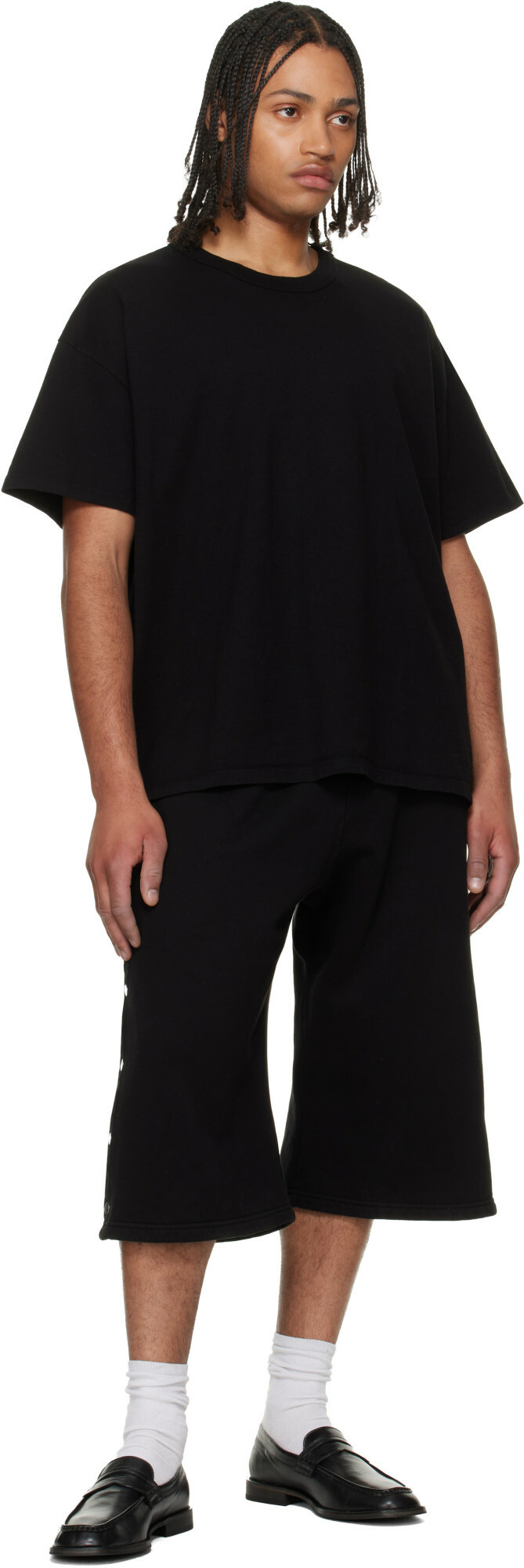 Les Tien Black Part Snap Shorts