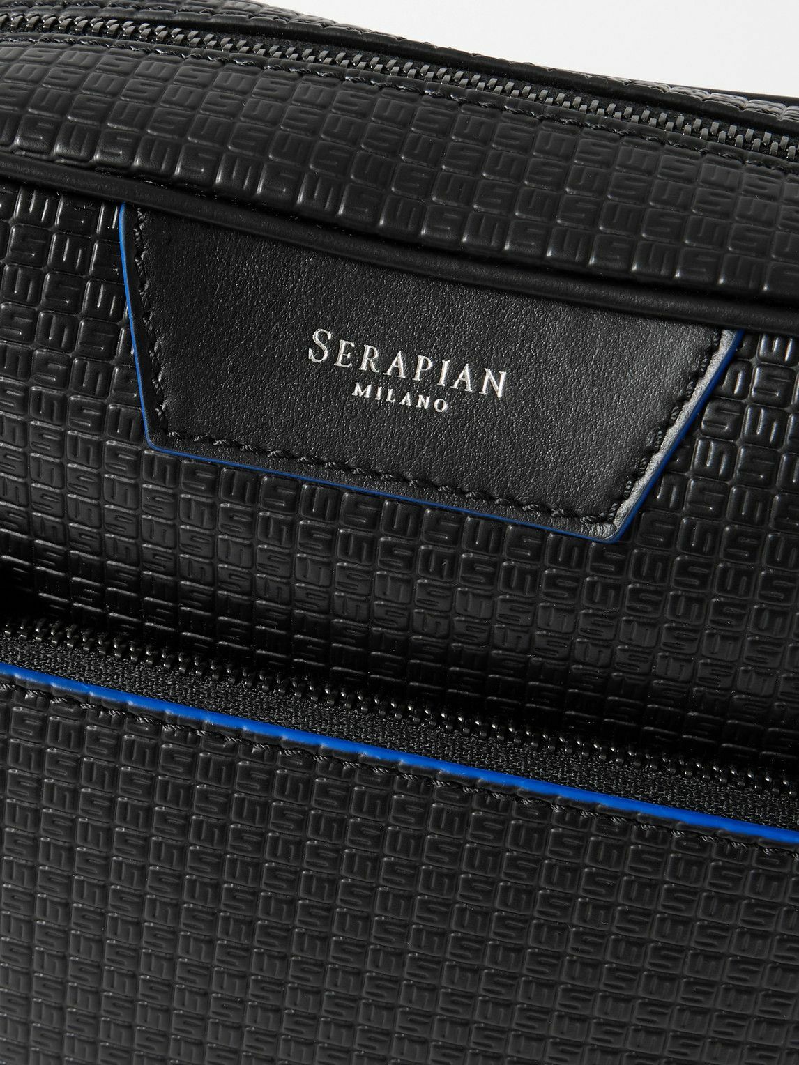 Serapian - North South Leather-Trimmed Logo-Print Coated-Canvas Messenger Bag
