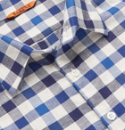 Barena - Checked Cotton and Linen-Blend Half-Placket Shirt - Blue