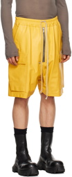 Rick Owens Yellow Cargobela Leather Shorts